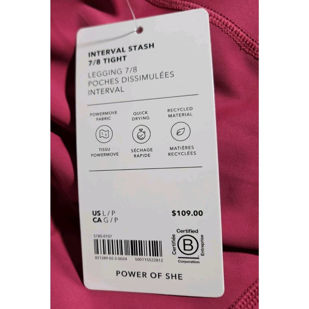 NWT Athleta Interval Stash 7/8 Tights Pink Size Large - Picture 4 of 4